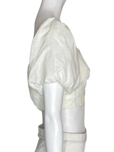 Blusa Ina Ina Abullonado Manga corta Top Blanco - Talla S