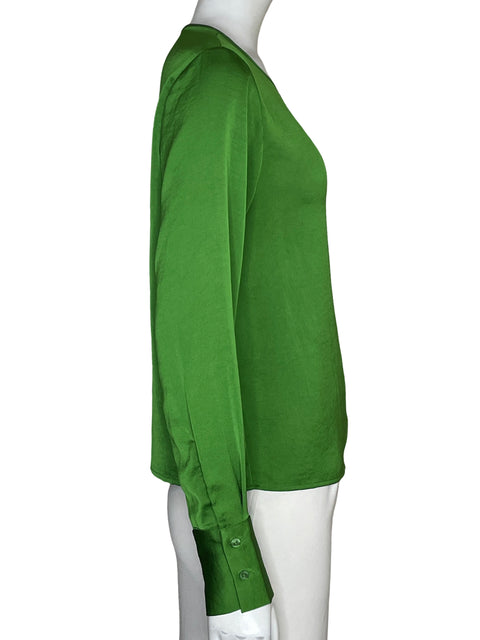 Blusa Mango de Seda Manga larga Verde - Talla 4