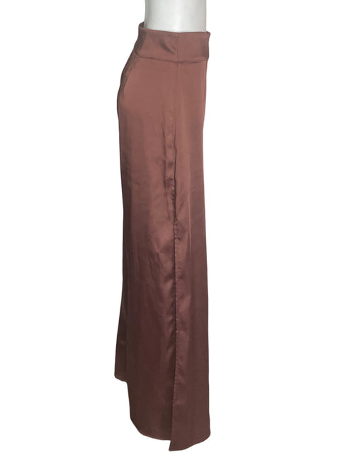 Pantalón Naf Naf Recto Wide-leg Liso Marrón - Talla 8