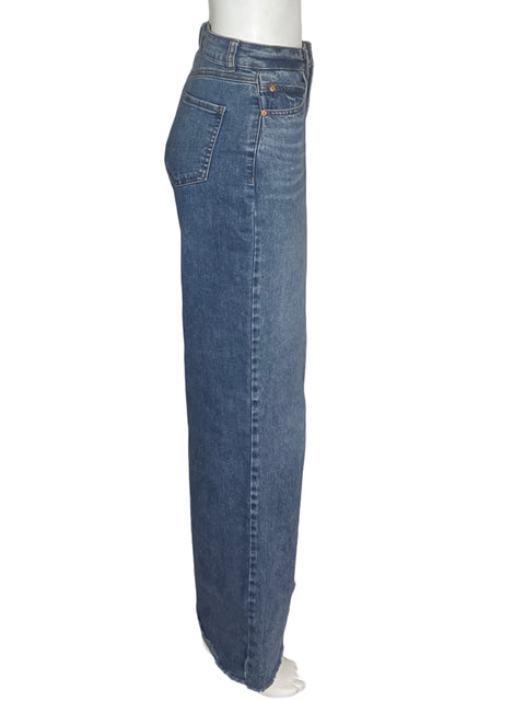Pantalón Sincerely Jules Recto Wide-leg Liso Azul - Talla 27