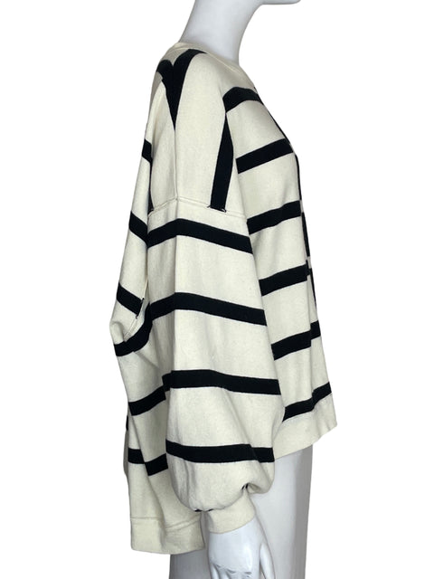 Abrigo Miou Muse Rayas Asimétrico Beige - Talla M