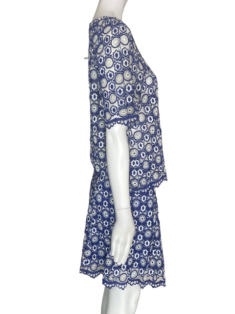 Conjunto Sugar+lips de Algodón Estampado Falda/blusa Tejida Azul - Talla S
