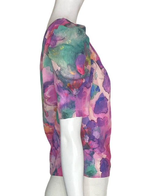 Blusa Morgan Estampado Oneshoulder Abullonado Rosado - Talla 34