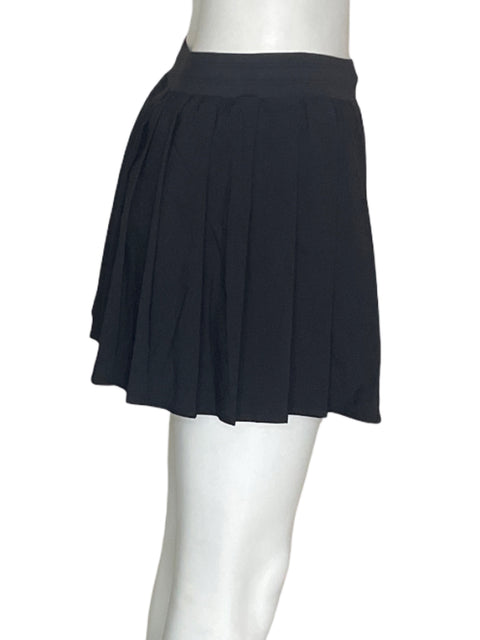 Falda Ztek de Viscosa Liso Recto Plisado Negro - Talla S