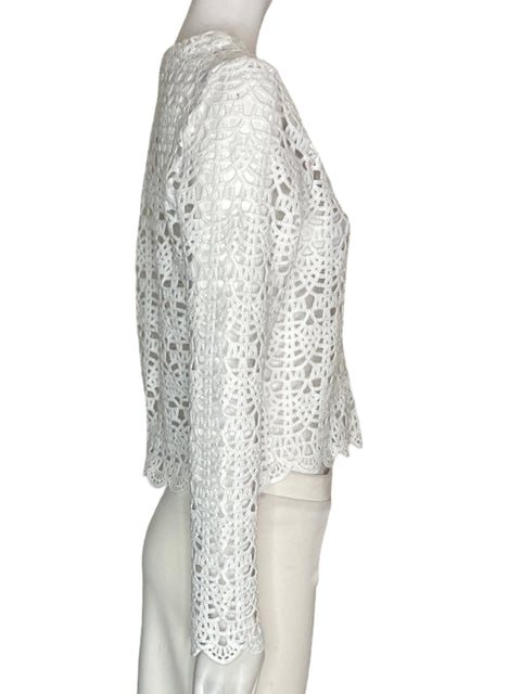 Chaleco Bonage Troquelado Manga larga Botones Blanco - Talla XS