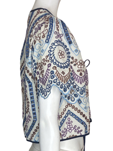 Chaleco Zara Troquelado Nudo Estampado Azul - Talla XS