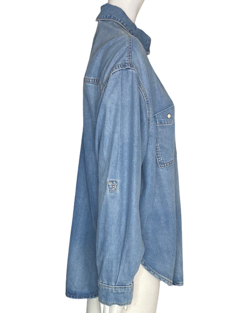 Blusa Zara de Algodón Camisa Botones Liso Azul - Talla S