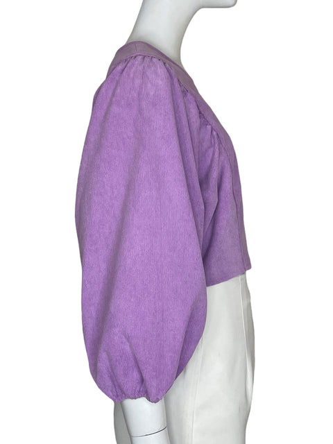 Top Zara Mangas abullonadas Morado - Talla M