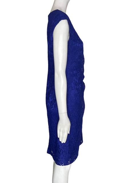Vestido Tahari Sin mangas Asimétrico Midi Azul - Talla 6