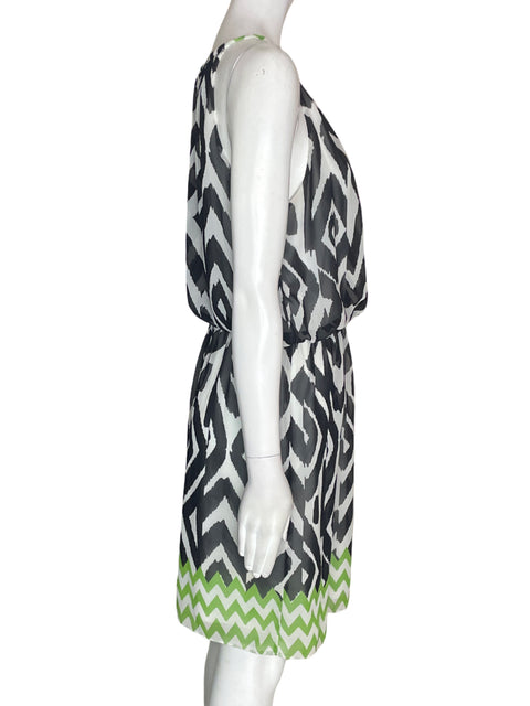 Vestido London Times Tiras Estampado Suelto Gris - Talla 6