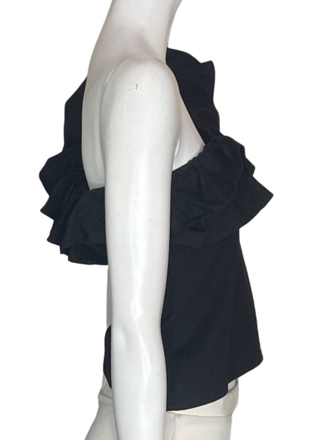 Blusa Zooca Oneshoulder Ruchas Liso Negro - Talla S