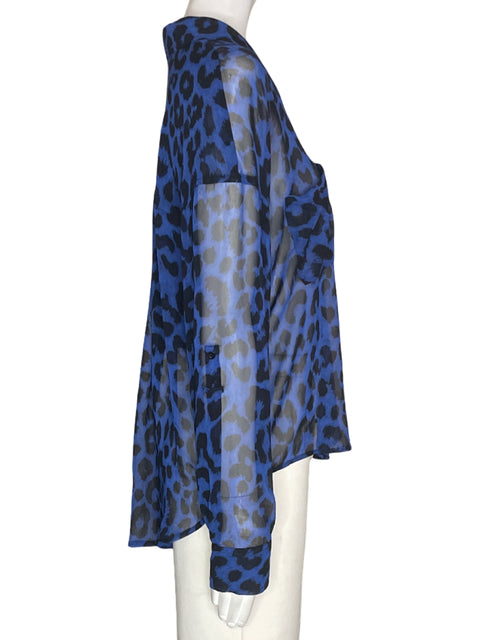 Blusa Free People Estampado Transparente Manga larga Azul - Talla S