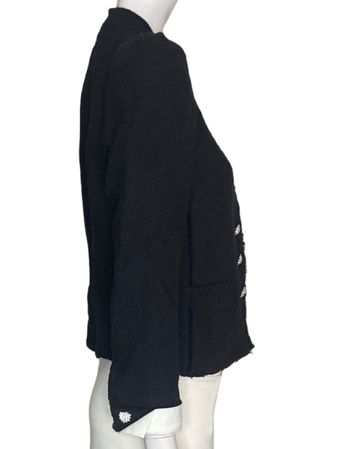Chaqueta Zara de Algodón Abierto Liso Manga larga Negro - Talla XS