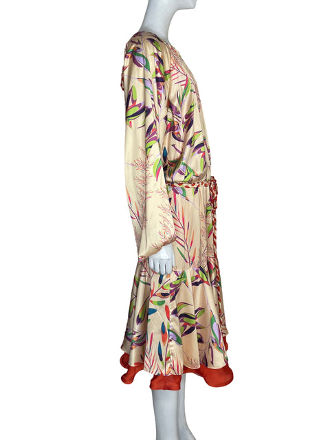 Vestido Clarissa Rosania Mangas abullonadas Satinado Beige - Talla L