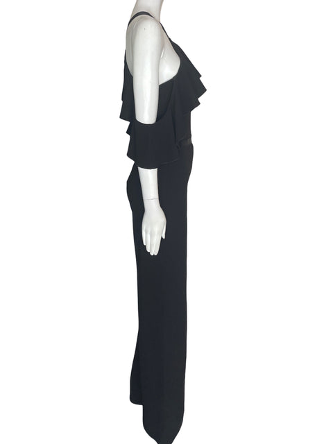Mono Glamazon Outshoulder Ruchas Liso Negro - Talla S