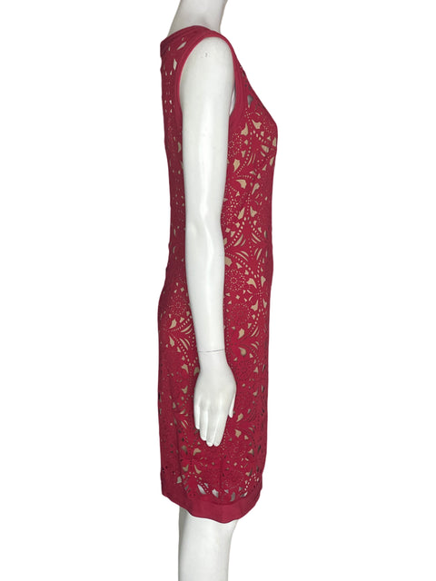 Vestido Tadashi Shoji Midi Troquelado Sin mangas Rojo - Talla XS