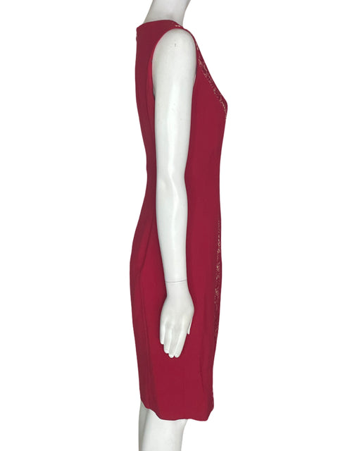 Vestido Kasper Midi Troquelado Sin mangas Rojo - Talla 4