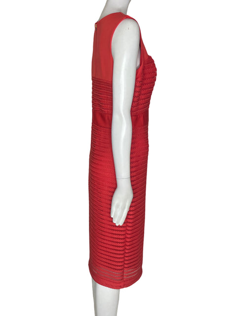 Vestido Julián Taylor Midi Plisado Sin mangas Rojo - Talla 8