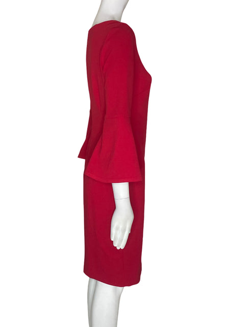 Vestido Calvin Klein Midi Liso Manga larga Rojo - Talla S
