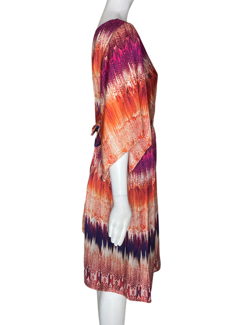 Vestido Sangria Midi Fajon Cuello v Naranja - Talla 6