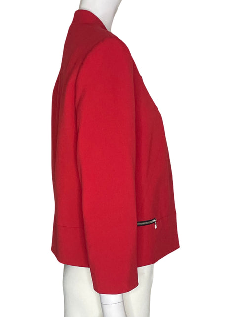 Chaqueta Tahari Abierto Bolsillo zipper Manga larga Rojo - Talla 4