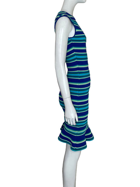 Vestido Torn By Ronny Kobo Rayas Vuelos Azul - Talla S