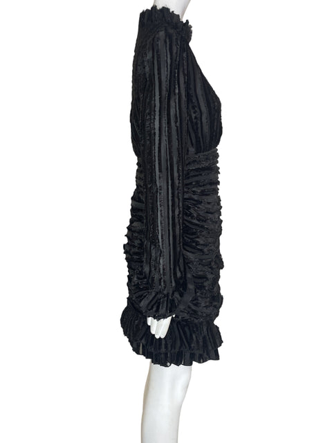 Vestido Nasty Gal Manga larga Drapeado Ruchas Negro - Talla S