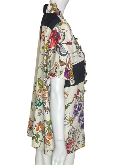 Camisa Saletta Milano Estampado Bolsillo Botones Blanco - Talla 48