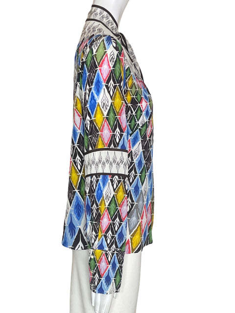 Blusa Peter Pilotto Estampado Manga larga Lazo Azul - Talla 12