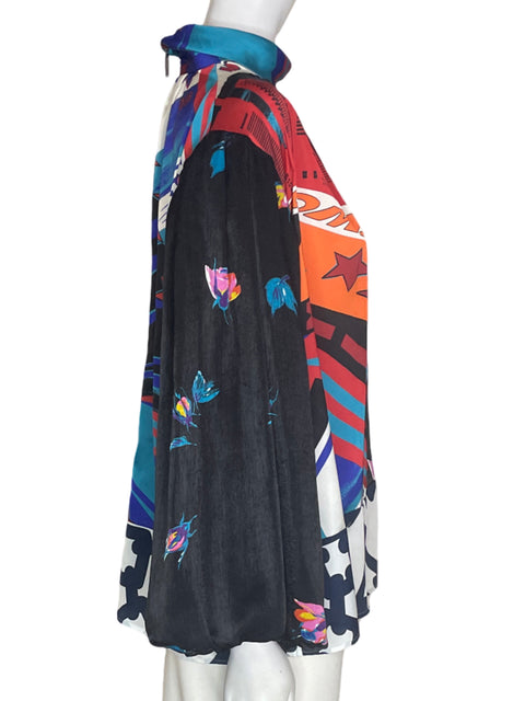 Blusa Msgm Estampado Cuello alto Manga larga Negro - Talla 42