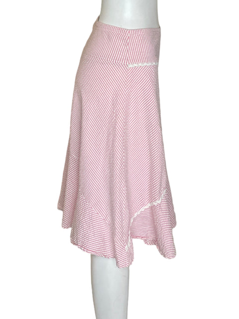 Falda Paradigm Corte a Ruchas Midi Rosado - Talla S