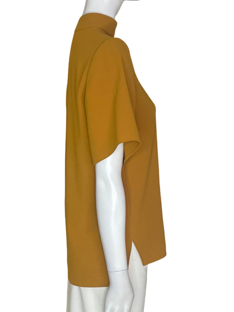 Blusa Zara Liso Manga corta Cuello boton Marrón - Talla XS