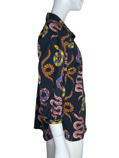 Blusa Farm Mangas abullonadas Estampado Negro - Talla M