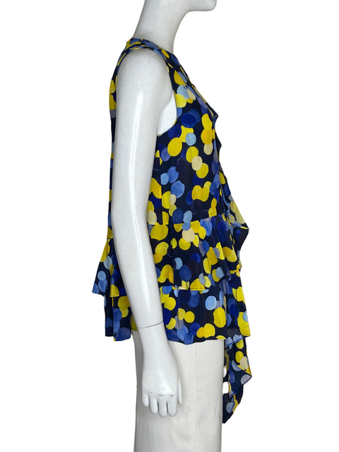 Blusa Carolina Herrera Estampado Vuelos Azul - Talla 2