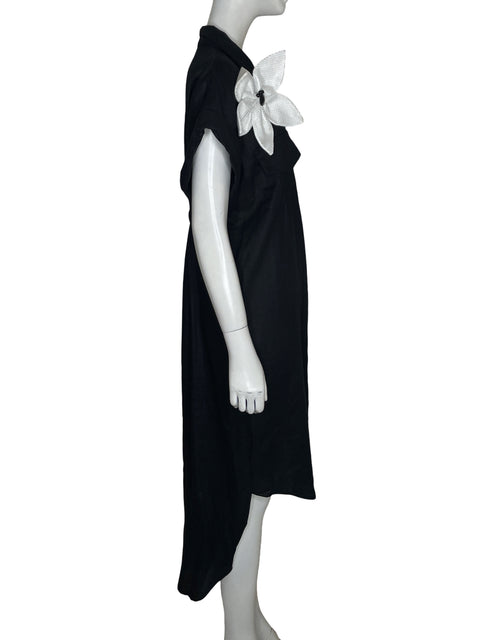 Vestido Edda Gonzalez Aplique floral Negro - Talla XS