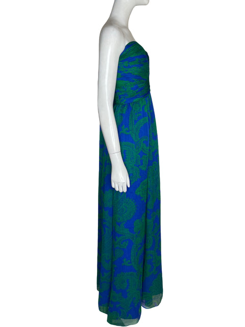 Vestido De Fiesta Ralph Lauren Strapless Maxi Azul - Talla 10