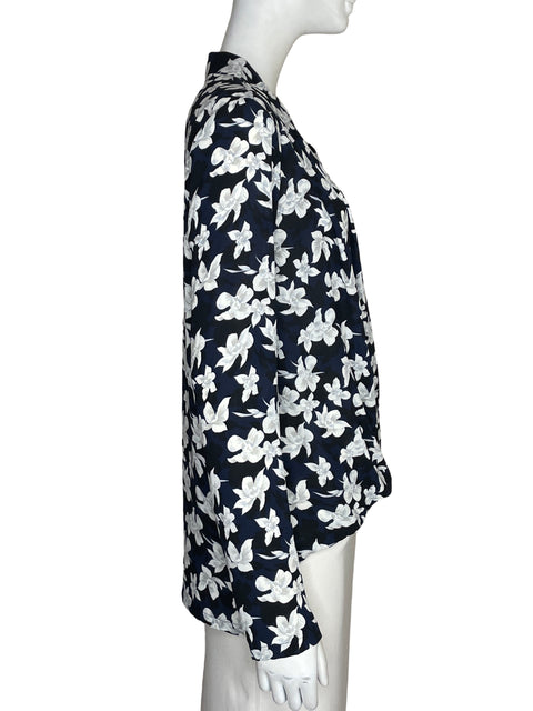 Blusa Ann Taylor Estampado Floral Cuello v Azul - Talla S