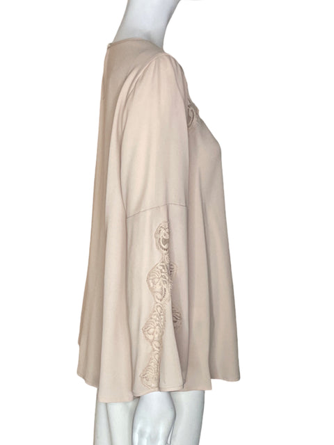 Blusa Bcbg Liso Ruchas Tejido Beige - Talla S