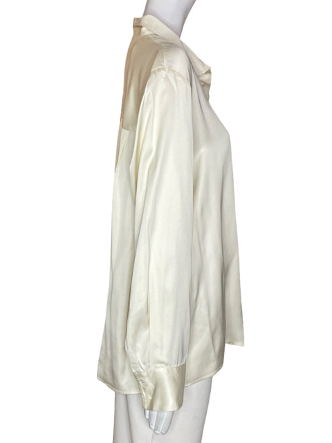 Camisa Zara de Viscosa Satinado Manga larga Botones Beige - Talla M