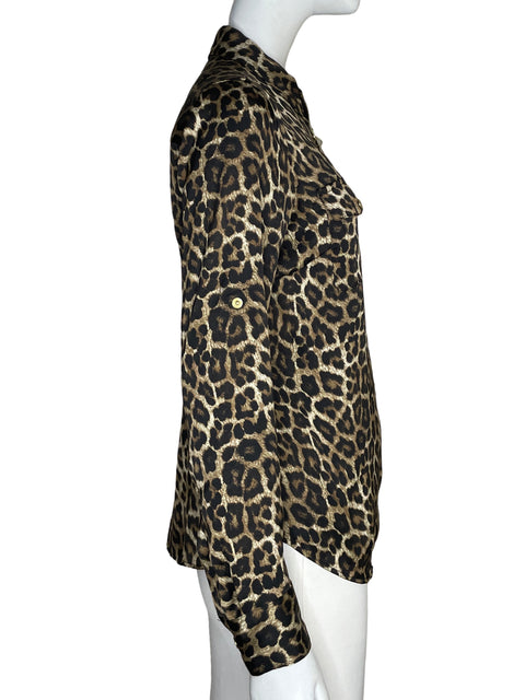 Blusa Michael Kors Zipper Satinado Marrón - Talla XS