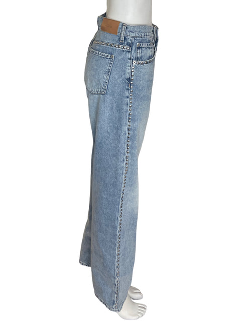 Pantalón 7 For All Marking Recto Wide-leg Azul - Talla 27