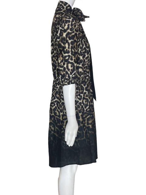 Vestido Vince Camuto Animal print Lazo Midi Negro - Talla 6