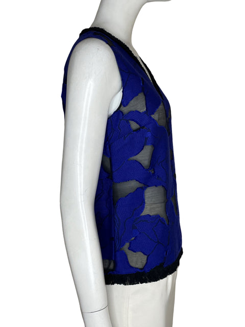Blusa Elie Tahari de Viscosa Apliques florales Azul - Talla S