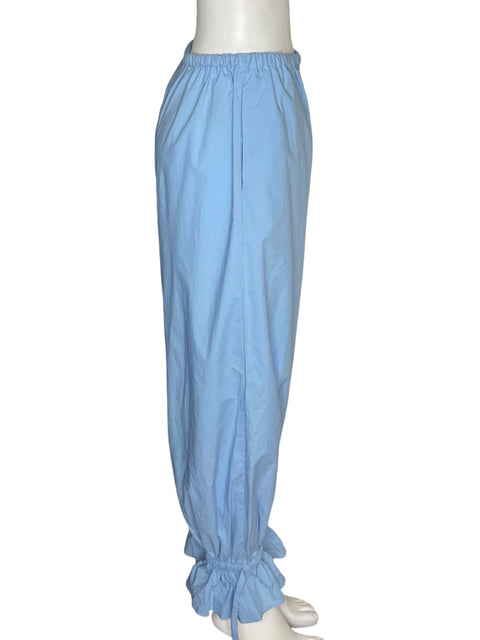 Pantalón Posse de Algodón Elastico Abullonado Azul - Talla M