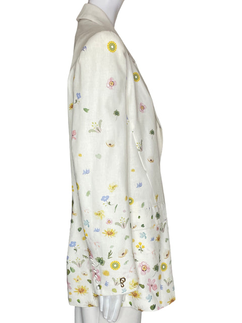 Blazer Pamela Stevenson Estampado Floral Blanco - Talla M