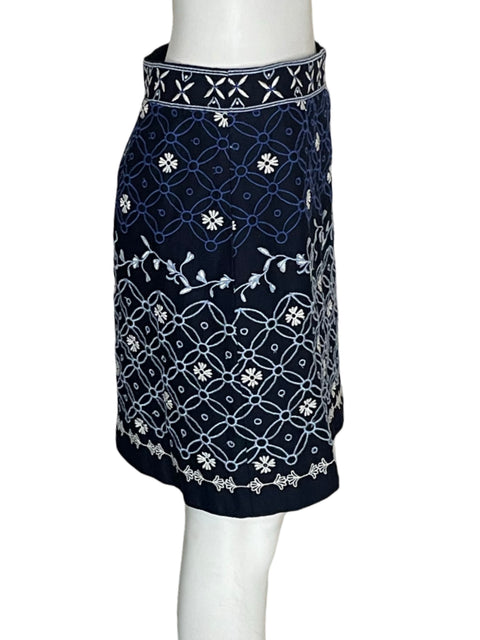 Falda Loft Apliques Floral Mini Azul - Talla 4