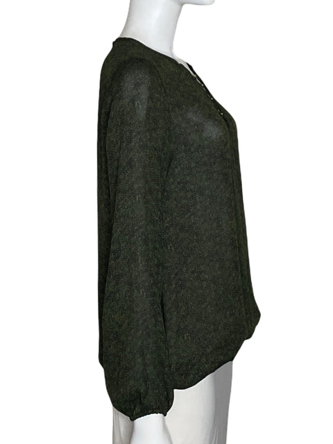 Blusa Michael Kors Estampado Cuello v Verde - Talla S