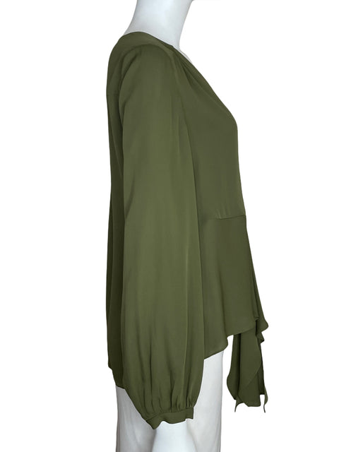 Blusa Elie Tahari de Seda Cuello v Verde - Talla S