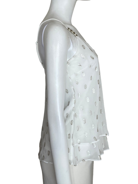 Camisa White House Black Market Estampado Metalizado Blanco - Talla XS