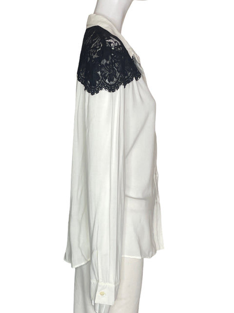 Camisa Karen Kane de Viscosa Lisa Encaje Manga larga Blanco - Talla L